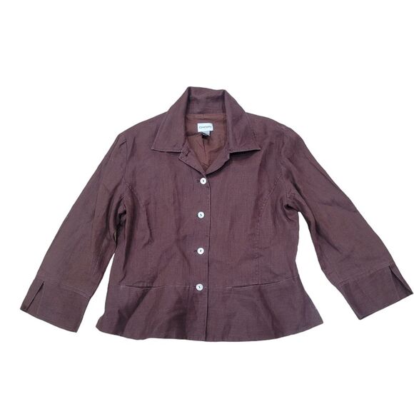 Chico's Tops - Chico's 100% Linen Button Up Boxy Shirt Size 1